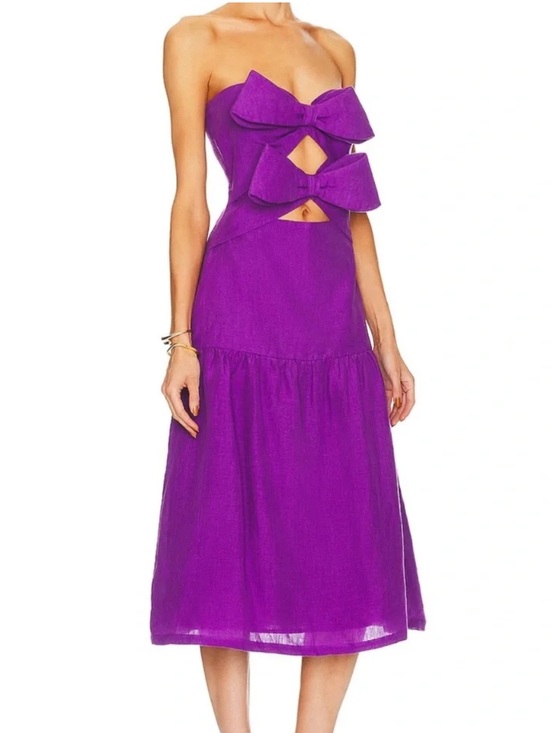 Adriana Degreas Dresses & Skirts - Adriana Degreas fantasy Strapless Purple Midi Dress with Double Bow Cutouts